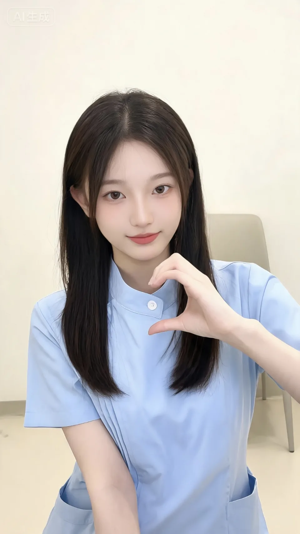 护士小姐姐比心图片