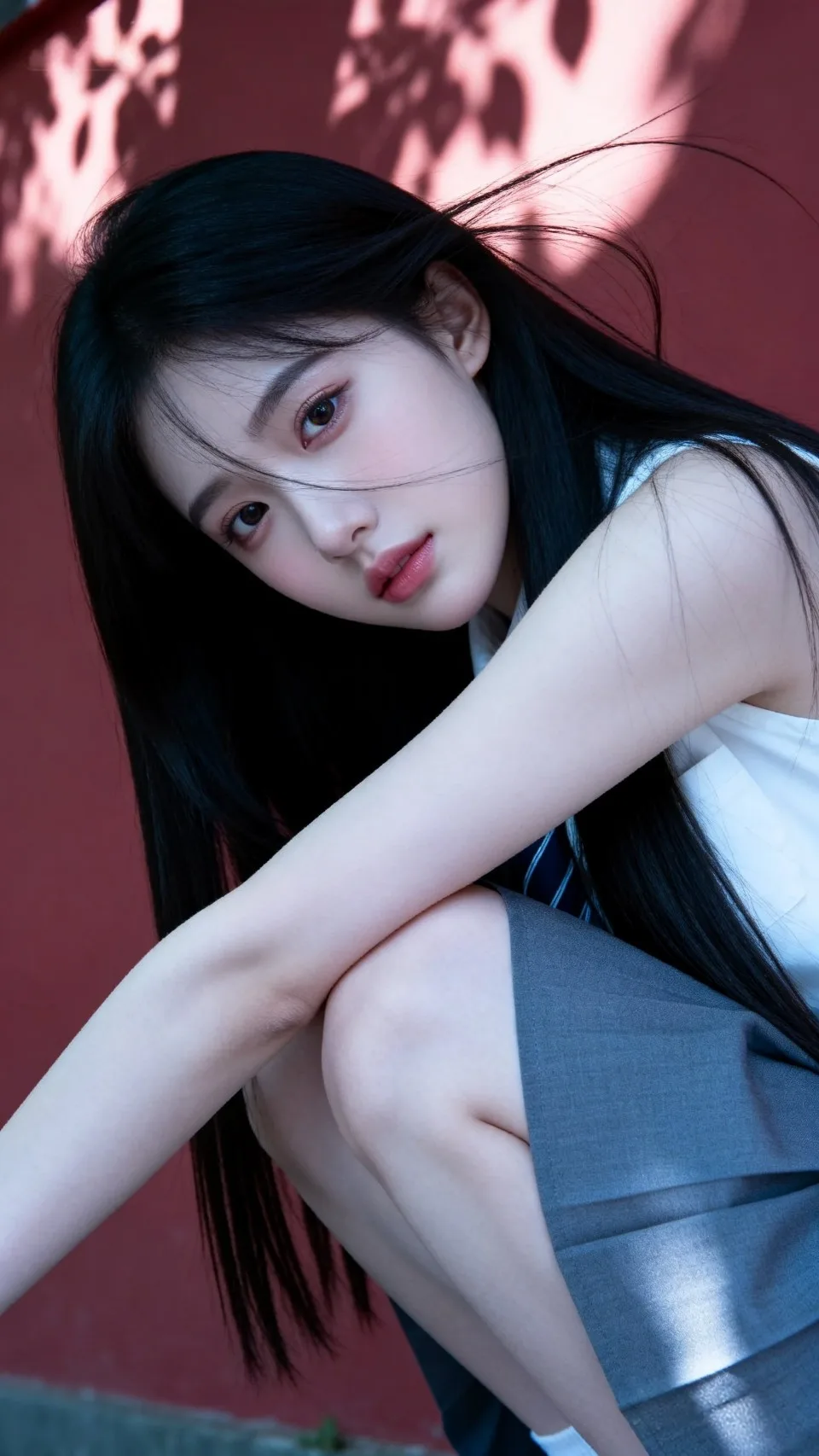 黑直长发女生图片提示词