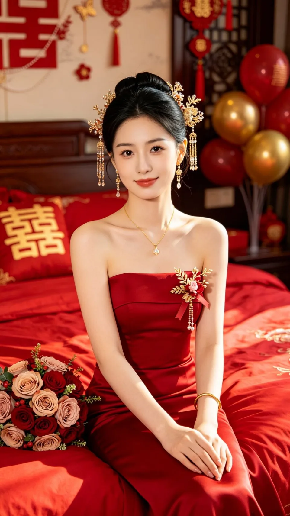 新娘婚房婚庆图片提示词
