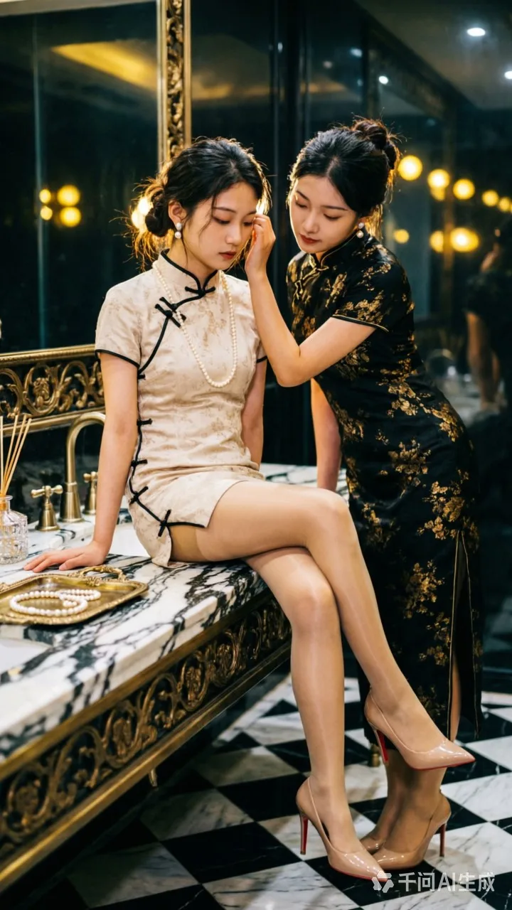 旗袍百合闺蜜图片提示词