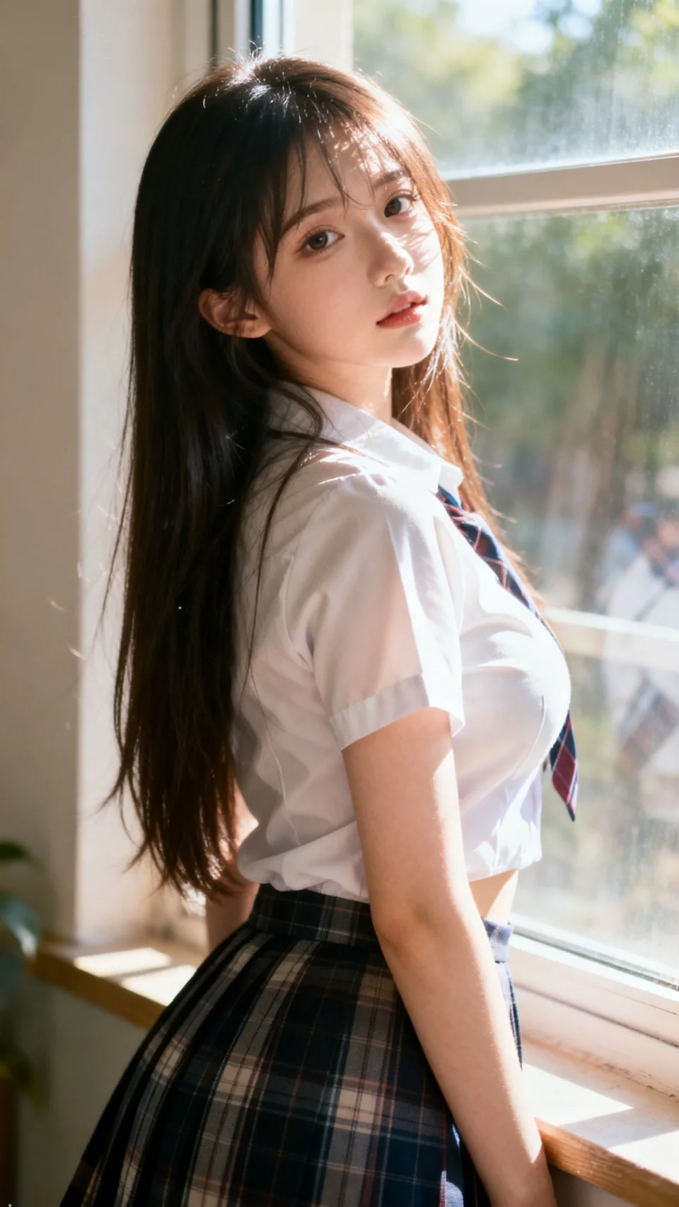 室内女生JK服图片提示词